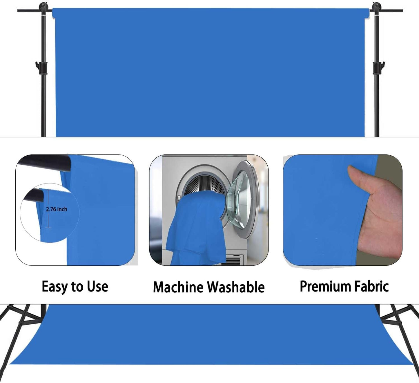 Royal Blue Photo Backdrop, Photo Booth Portrait Photography Backdrops, Studio Blue Screen for Photoshoot Streaming Video Shooting 8FTx10FT