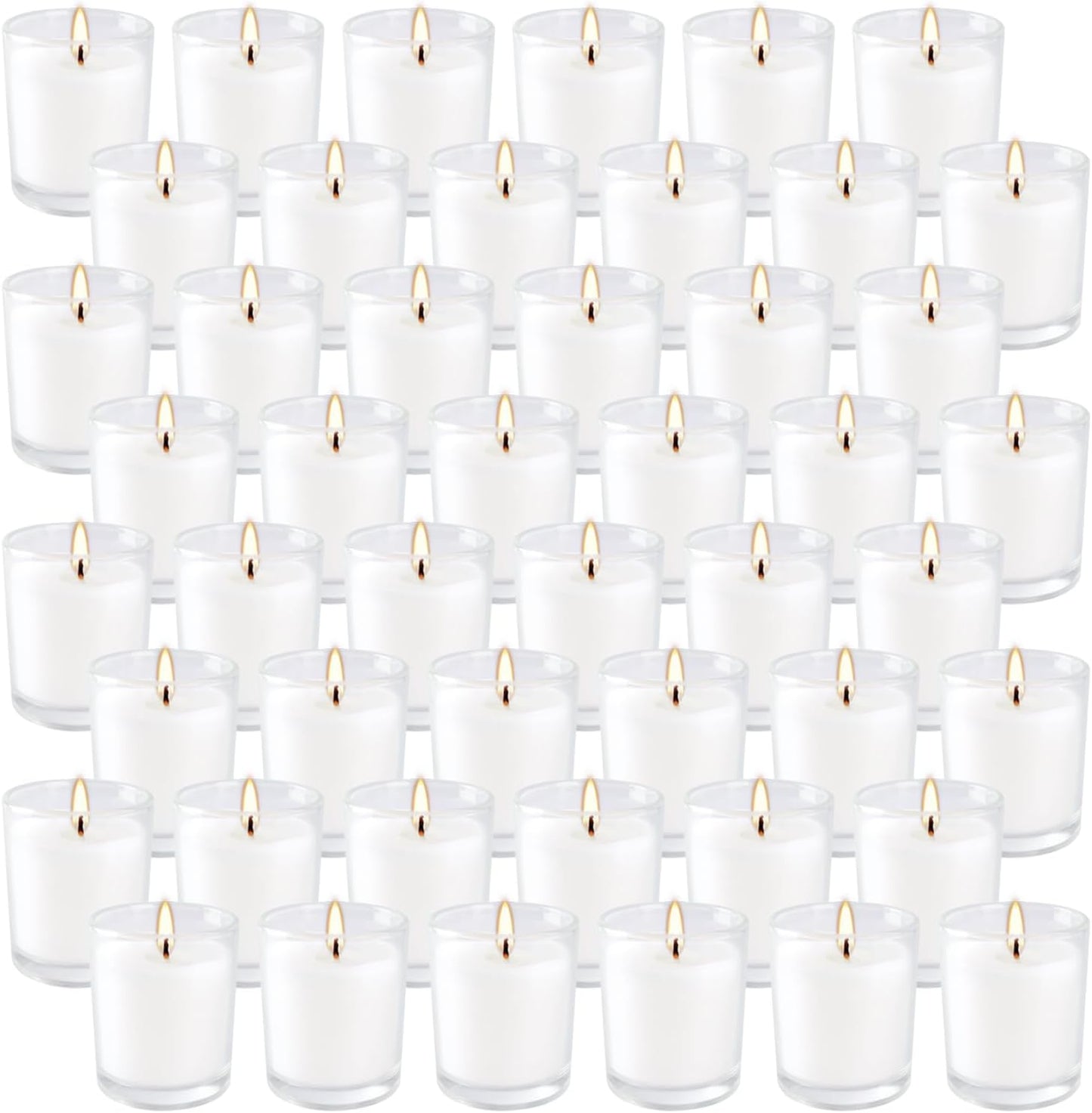 48 Pack Warm White Unscented Clear Glass Filled Votive Candles. Hand Poured Wax Candle Ideal Gifts for Aromatherapy Spa Weddings Birthdays Holidays Party.