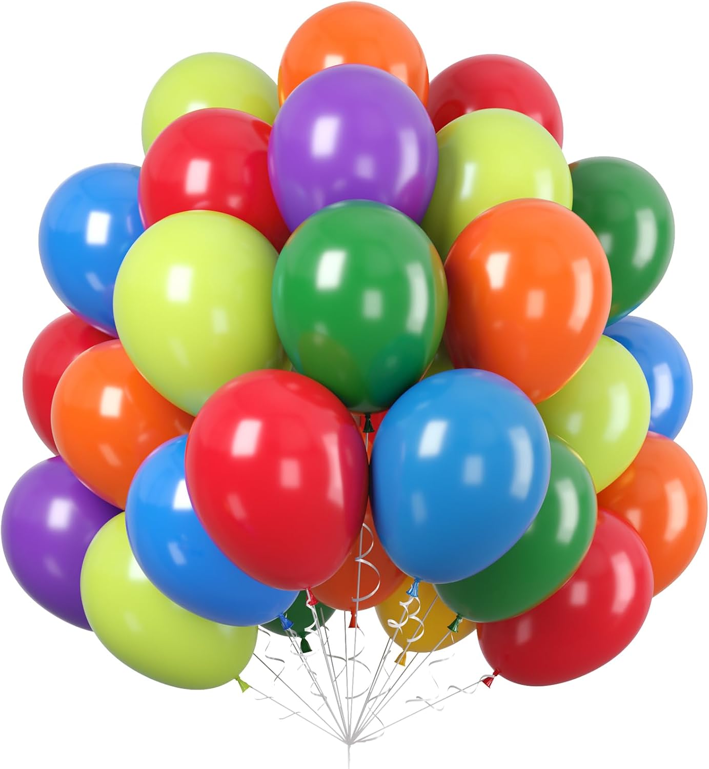 Paready Green Purple Balloons Set, 50 Pcs Colorful Balloon, 12 Inch Red Orange Blue Latex Party Balloons Helium for Turtle Themed Kids Boys Birthday Party Supplies Decorations