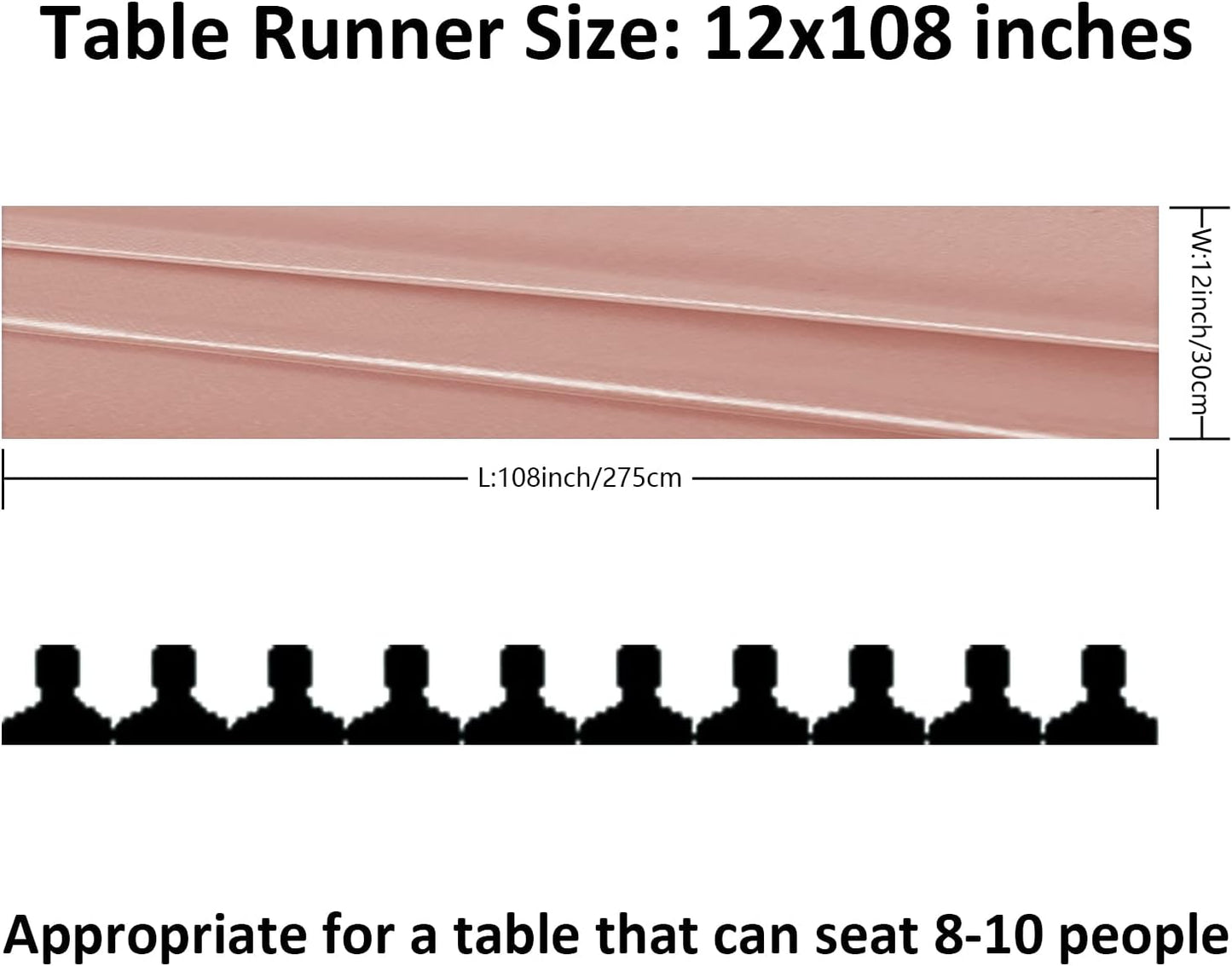 12Pack Table Runner 12 x 108 Inches Satin Silk Table Runner for Wedding, Birthday Party, Banquets, Graduations Decoration, fit Rectange and Round Table-Rose Gold