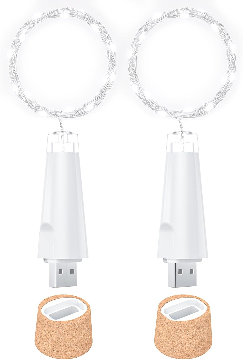 USB Bottle Lights Rechargeable Wine Bottle Fairy Lights Cork LED String Lights 20 LEDs Copper Wire for Table Party DIY Decor