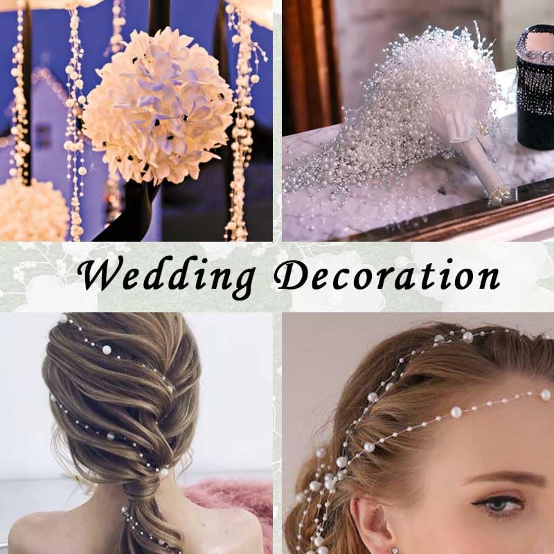 50pcs Pearls String Beads of Pearls, 10+5mm Silver Artificial Pearl String for Floating Candles Centerpieces, Vase Filler, Wedding Centerpiece Christmas Party Decor