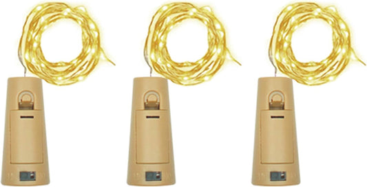 Wine Bottle Lights with Cork, Battery Operated 20 LED Cork Shape Silver Wire Colorful Fairy Mini String Lights(No Bottles) for DIY, Party, Decor, Christmas, Halloween,Wedding (3, Warm White)