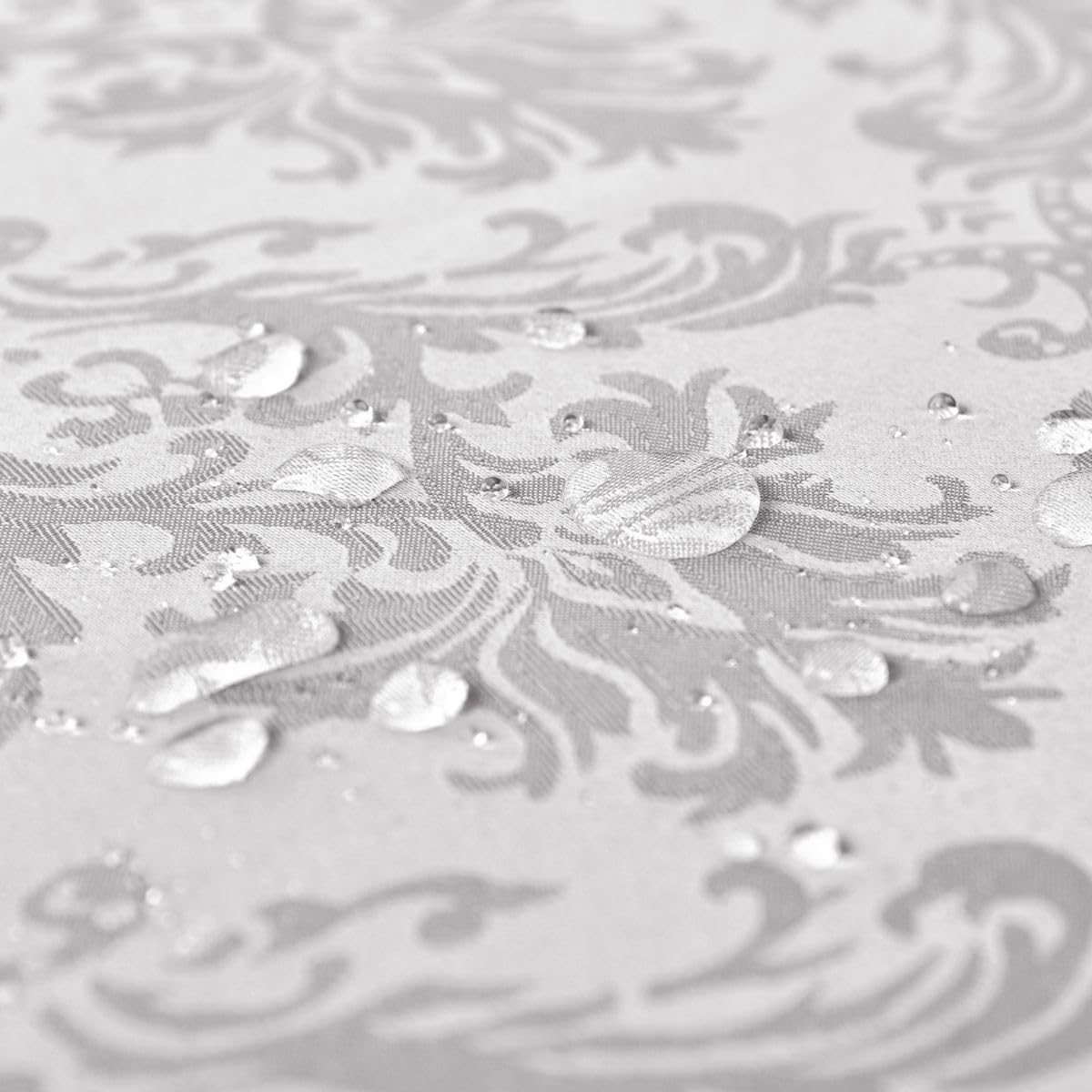 SASTYBALE Rectangle Tablecloth - 60 x 84 Inch Gray Damask Table Cloth Jacquard Design Spill Proof Wrinkle Resistant Water Resistant Soft Polyester Oblong Table Cover for Kitchen Parties Tabletop