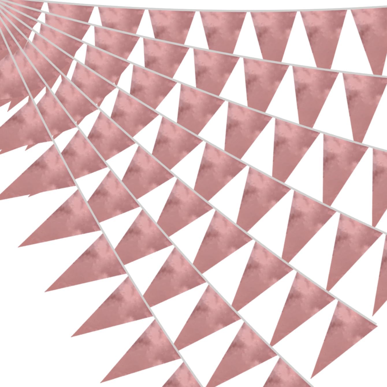 20M/65FT Rose Gold Triangle Pennant Banner Flag Metallic Fabric Bunting Garland for Christmas Wedding Birthday Anniversary Bridal Shower Engagement Graduation Hen Party Decorations Supplies