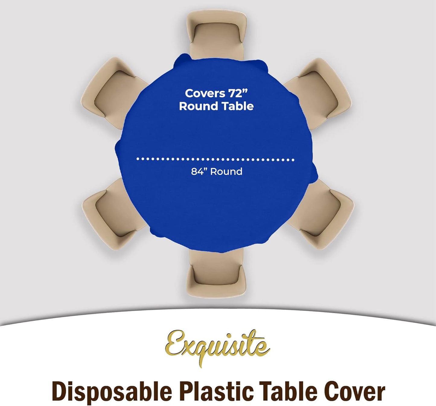 Exquisite 12-Pack Premium Plastic 84-Inch Round Tablecloth - Dark Blue