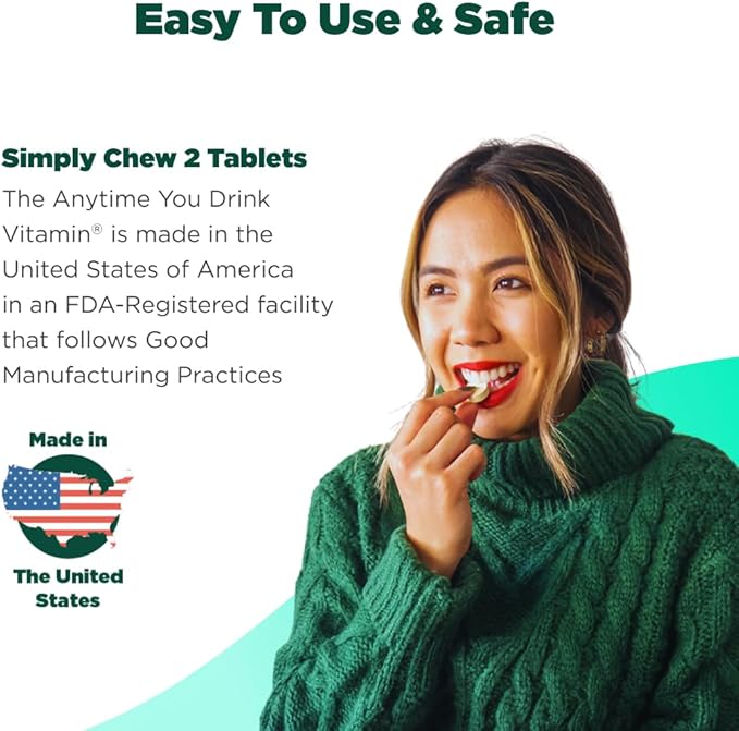 H-PROOF The Anytime You Drink Vitamin, Liver Health & Immunity Support with Electrolytes, Milk Thistle, and Vitamins B & C - 40 Chewable Tablets (20 Servings), Vegan, Lemonade