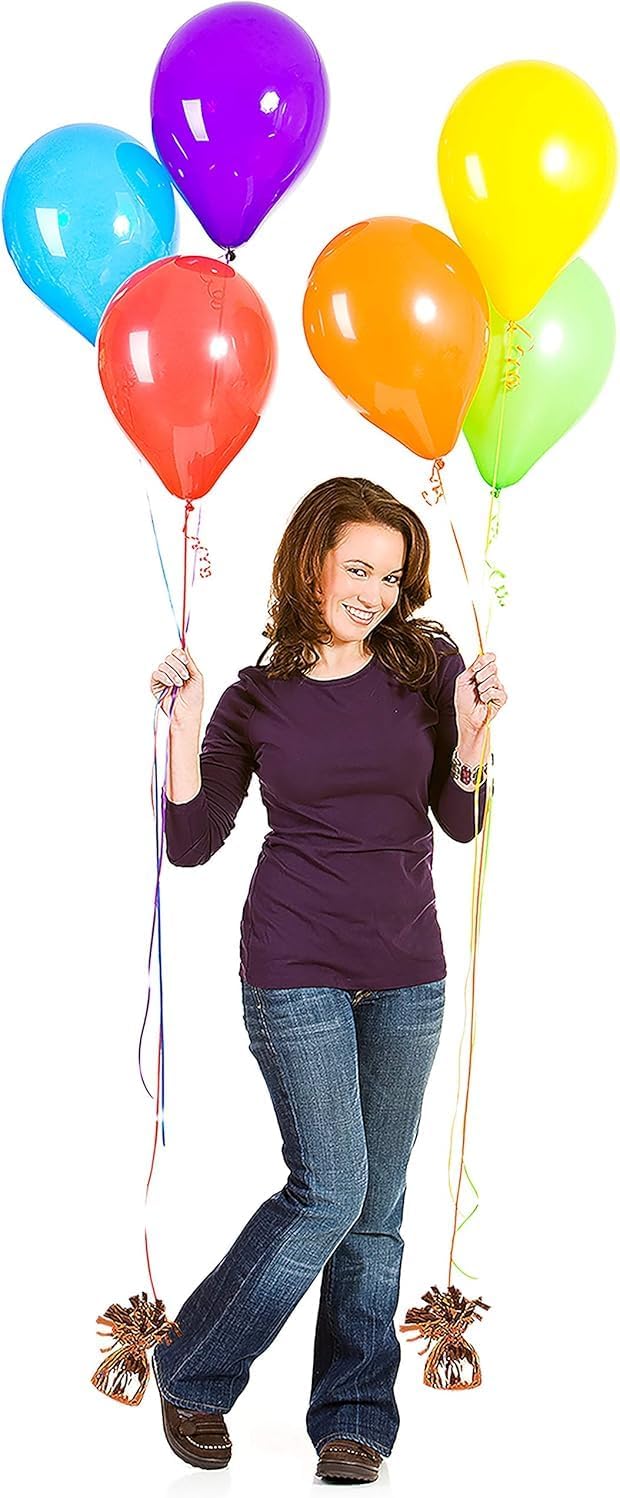 ROYALHOUSE Metallic Plastic Wrapped Balloon Weights for Party Decorations, 12 Pcs (Orange)