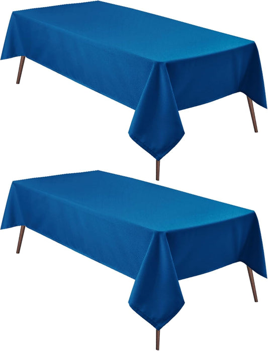 Hiasan 2 Pieces Royal Blue Tablecloth Rectangle - Waterproof and Washable Fabric Table Cloth for Card Tables, 60 x 84 Inch