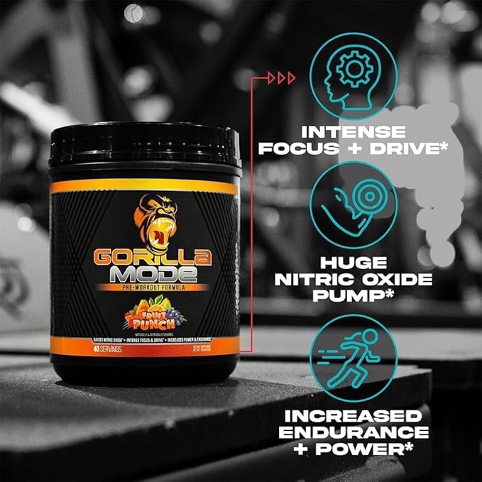 Gorilla Mind Pre Workout - Massive Pumps Laser Focus Energy Power - L-Citrulline, Creatine, L-Tyrosine, Betaine, Hydroprime, Alpha-GPC, 400mg Caffeine, Huperzine A - 784g (Pink Lemonade)