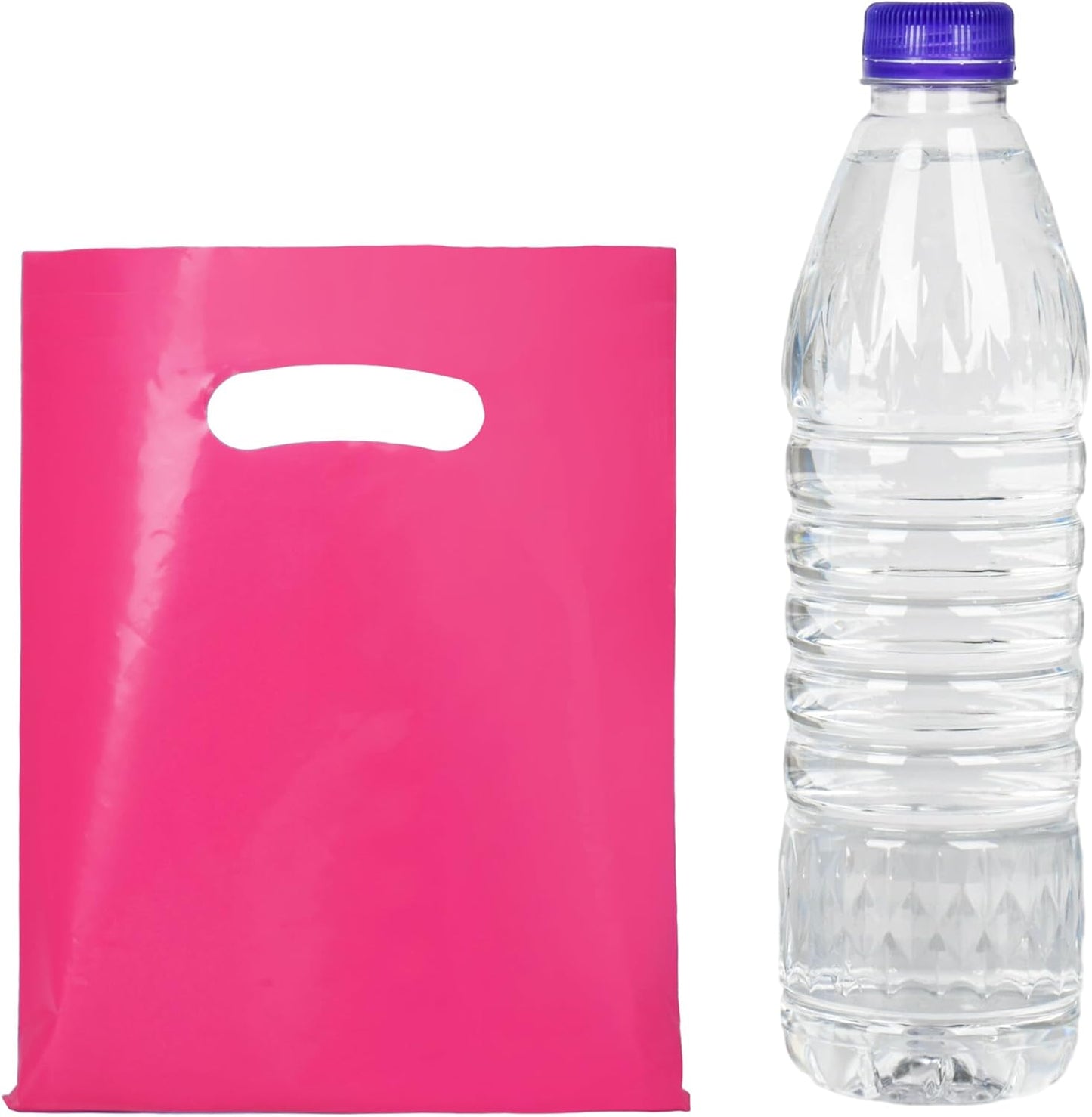 Rose 100 PCS Small Gift Bags, 6"x8" Goodie Party Favor Bags with Handle, Treat Retail Pouches for Kids Birthday, Christmas, Small Business