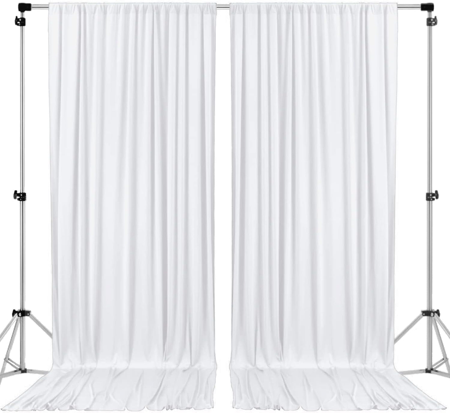 AK TRADING CO. 10 feet Wide x 12 feet Long IFR Polyester Backdrop Drapes Curtains Panels with Rod Pockets - Wedding Ceremony Party Home Window Decorations - (White)