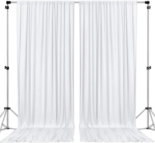 AK TRADING CO. 10 feet Wide x 12 feet Long IFR Polyester Backdrop Drapes Curtains Panels with Rod Pockets - Wedding Ceremony Party Home Window Decorations - (White)