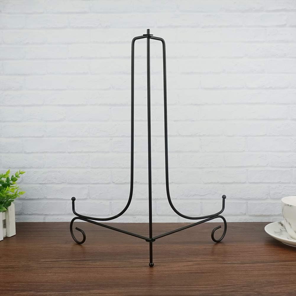 (2 pack)Iron Display Stand Large Black Iron Easel Plate Display Photo Holder Stand, Displays Picture Frames,Decorative Plates, Tablets and Art 15 Inch