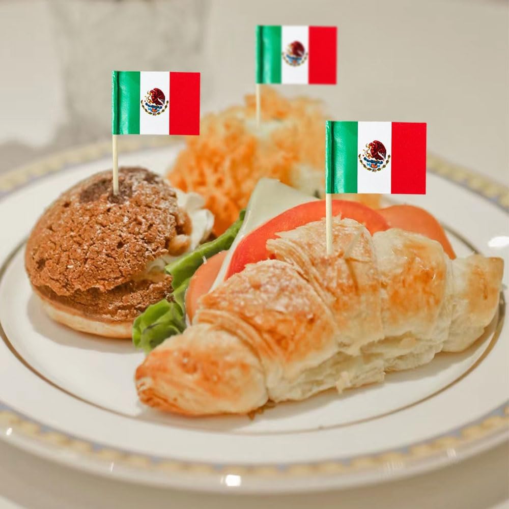 Mexico Flag Mexican Flag, Small Mini Mexico Toothpick Flags for Food, Cupcakes, Cocktails, Appetizers, Bar Party Decorations