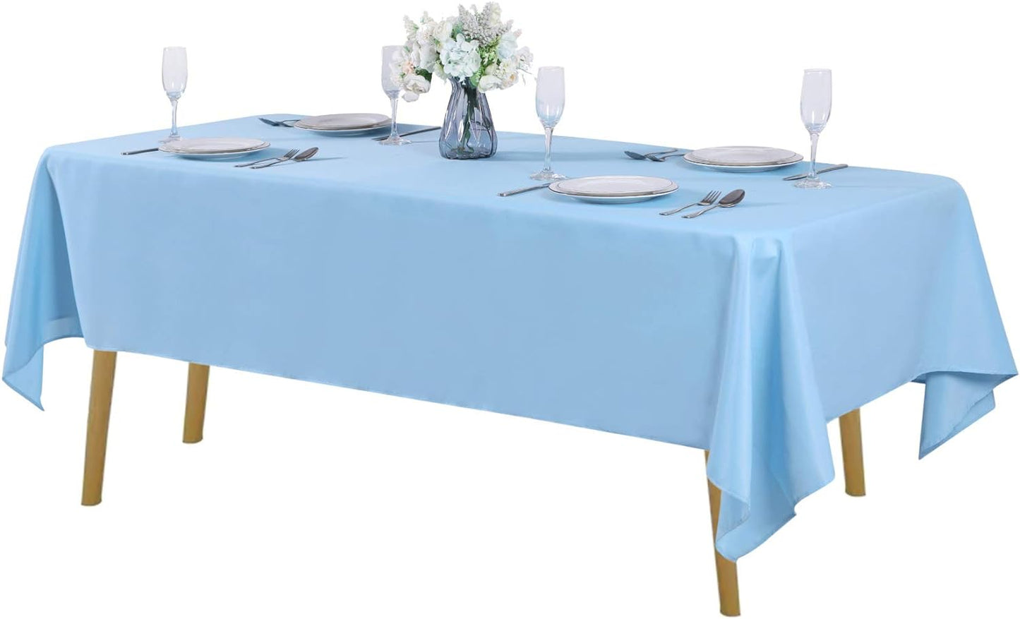Rectangle Tablecloth 60x120 inch Washable Polyester Fabric Table Cloth for Wedding Party Dining Banquet Decoration（60x120, Blue Mist）