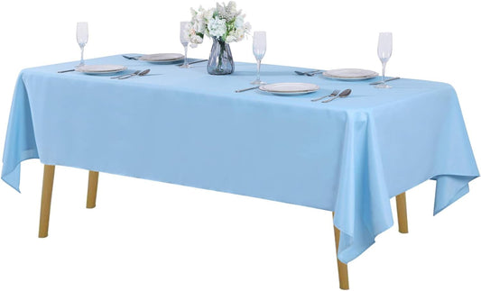 Rectangle Tablecloth 60x120 inch Washable Polyester Fabric Table Cloth for Wedding Party Dining Banquet Decoration（60x120, Blue Mist）