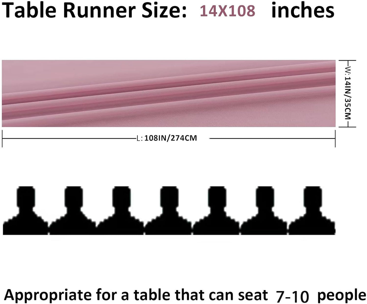 12Pack 9ft Chiffon Table Runner 14x108 Inch Sheer Romantic Table Runner for Wedding Birthday Party Bridal Shower Outdoor Decoration-Dusty Pink