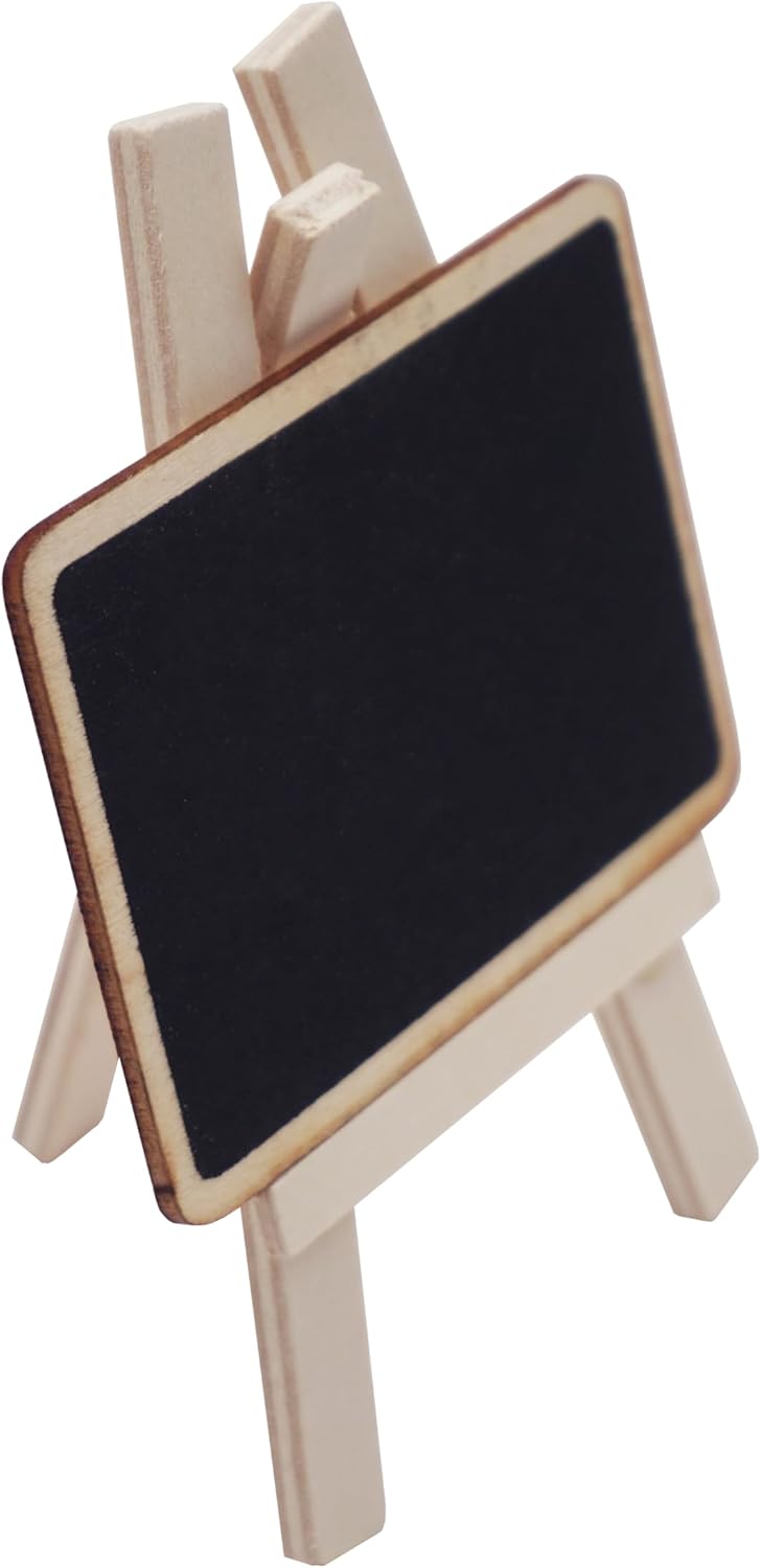12 Count Mini Chalkboard Signs Wood Framed Table Stands – Size: 4.7" x 3.1" Wooden Blackboard, Perfect for Special Occasions and Events Decoration