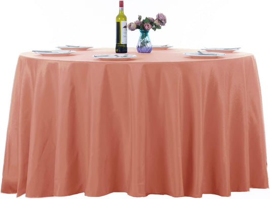 Ascoza 2pack 120 Inch Dusty Pink Round Tablecloth in Washable Polyester Fabric for Wedding/Banquet/Restaurant/Parties