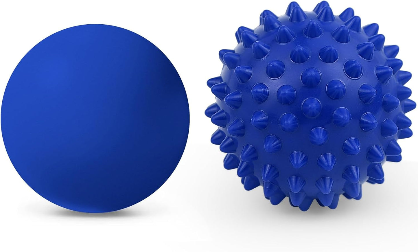Physical Massage Therapy Ball Set: Lacrosse & Spiky Ball Set for Stress Relief, Muscle Therapy, Myofascial Release, Portable Pain Relief Tool for Gym Office Home Use (Blue-Blue)