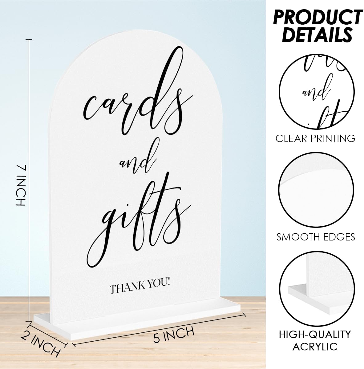 Cards and Gifts Sign, Wedding Engagement Bridal Shower Baby Shower Party Decor for Reception Reception, Weddings White Acrylic Sign