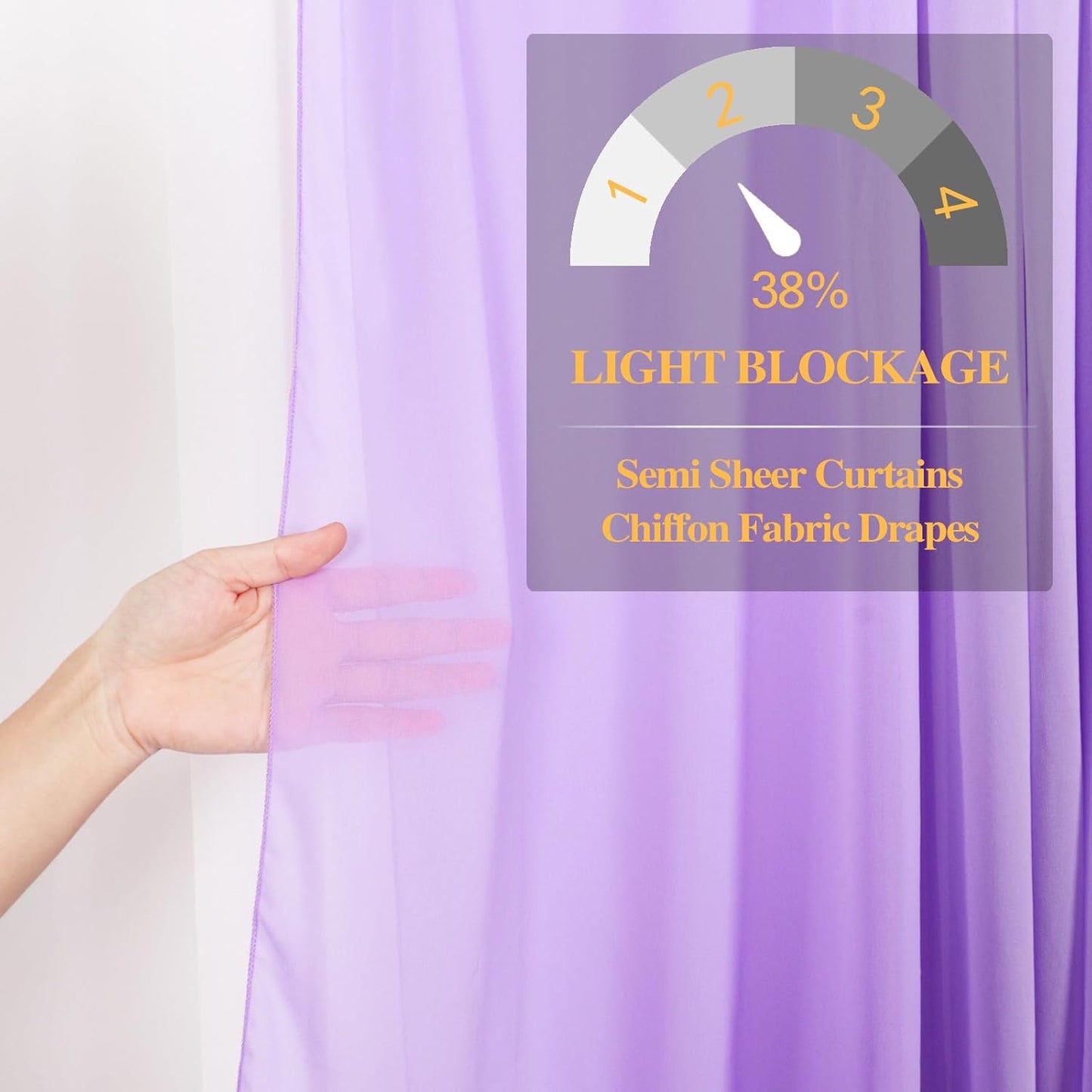 DUOBAO Lavender Chiffon Backdrop Curtain-2 Panels 29"x120" Wide 74cm by 300cm Length Sheer Wedding Backdrops Drapes Beach Curtains for Living Room Voile Window Drape Polyester Photography Background