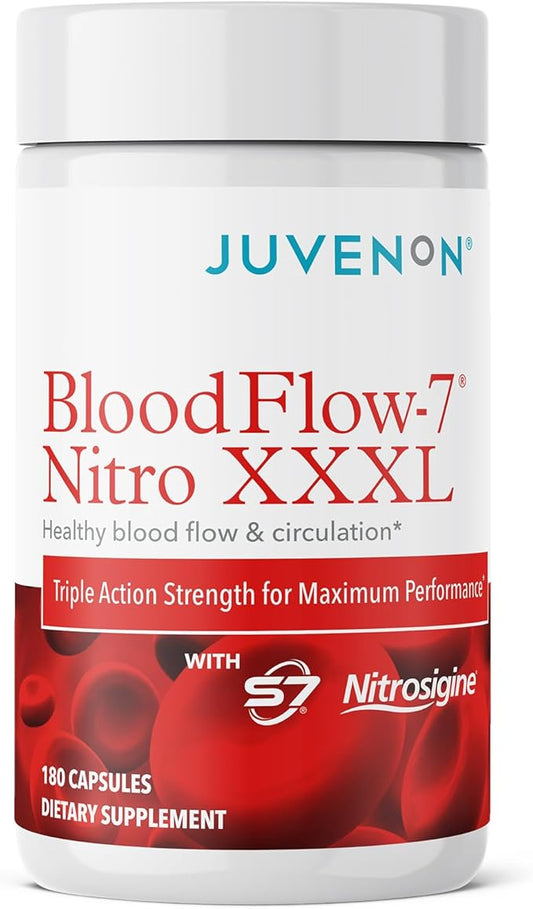 Juvenon Advanced BloodFlow-7 Nitro XXXL Support Supplement – Maximum Circulation Formula and Daily Wellness – 3X Strength Capsules Helps Your Performance