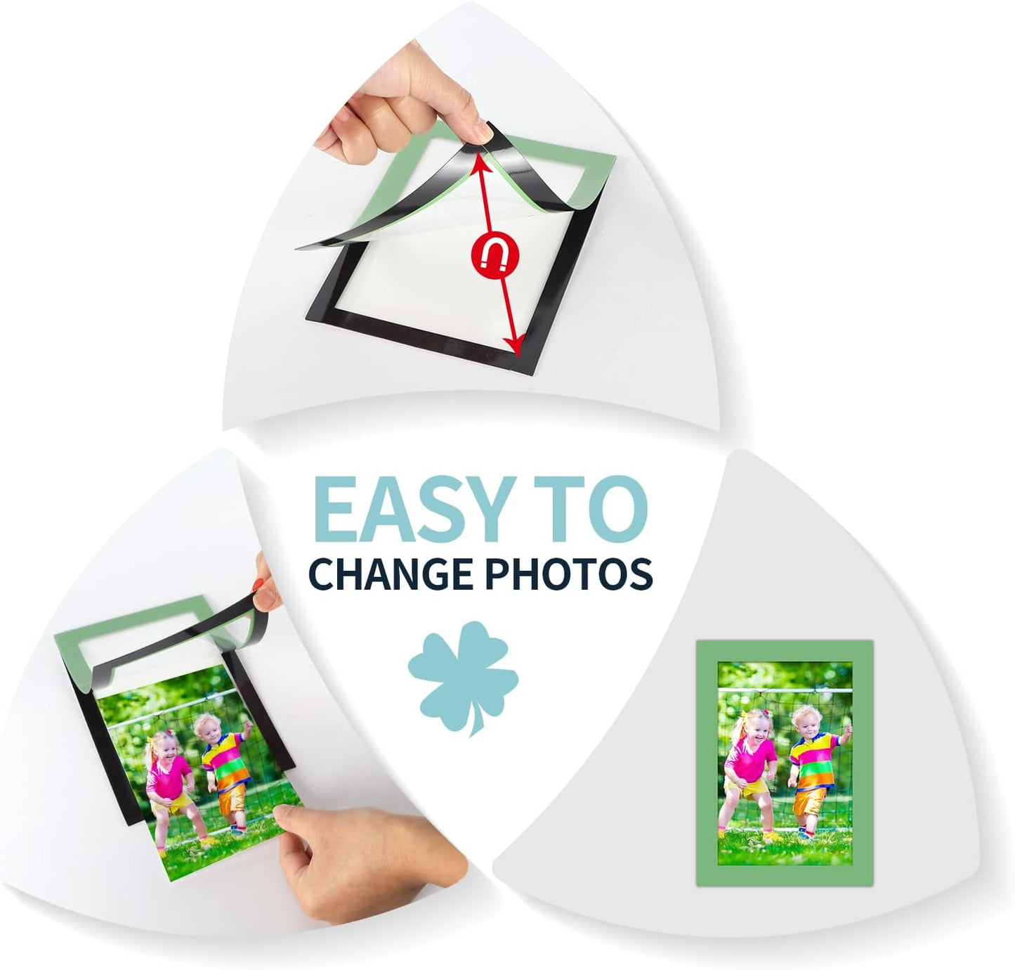 CRUGLA 12 Packs Colorful 4x6 Magnetic Picture Frames for Refrigerator Locker, Colored Peel and Stick Frame Bulk, 4 by 6 Photo Holders for Fridge Dishwasher Whiteboard, 6 Colors