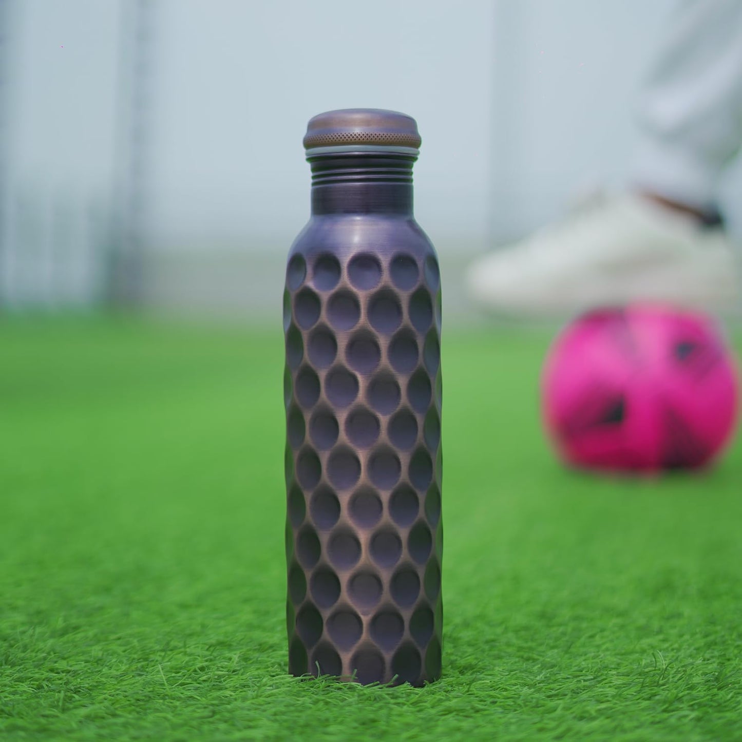 Perilla Home Pure Copper Water Bottle 34 Oz Leak Proof 100% Pure - Ayurvedic Copper Vessel - Drink More Water And Enjoy The Health Benefits Immediately - For Gym, Yoga Bottle (Diamond 2)