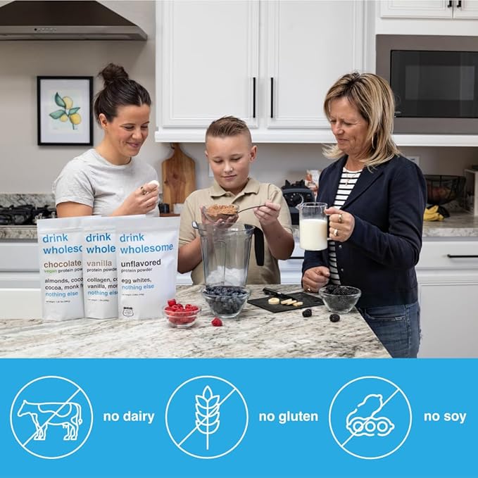 drink wholesome Unflavored Collagen Protein Powder | for Sensitive Stomachs | Gut Friendly | Dairy Free | Low FODMAP | No Artificial Sweeteners | No Bloating or Gas | No Constipation or Diarrhea