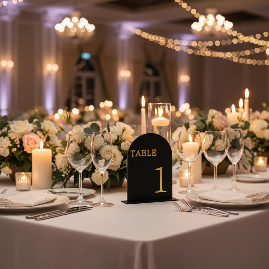 Arch Wedding Table Numbers 1-10 with Stands, 5" X 7" Double Sided Acrylic Wedding Sign Holders, Durable Non-Fading Table Number for Wedding Reception, Events, and Centerpieces