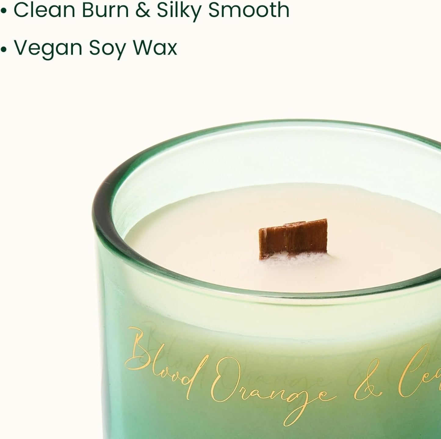 M&SENSE 9.88oz Natural Soy Wax Jar Candle with Wooden Wick | Blood Orange & Cedarwood Scent | 55-Hour Burn & Long-Lasting Burn | Housewarming Gift for Men and Women