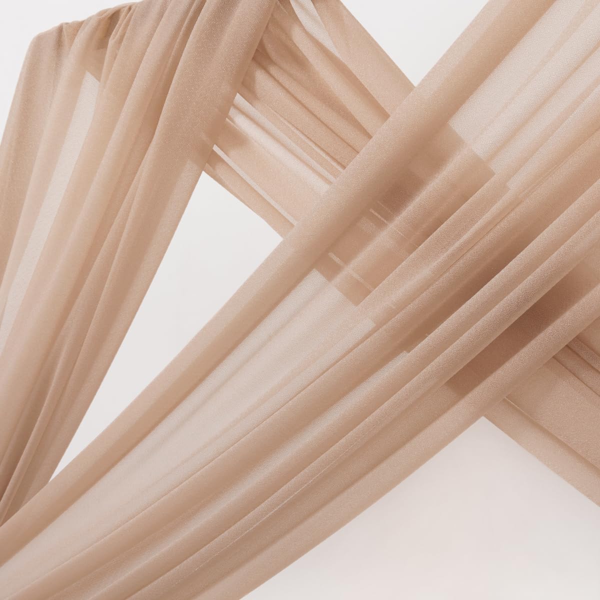 MLMC Nude Wedding Arch Draping Fabric 4 Panels 29" x 20 FT Extra Long Gauze Drapes Sheer Backdrop Curtains 6.6 Yards Outdoor Drapery Panels for Wedding Ceremony Party Ceiling Decoration