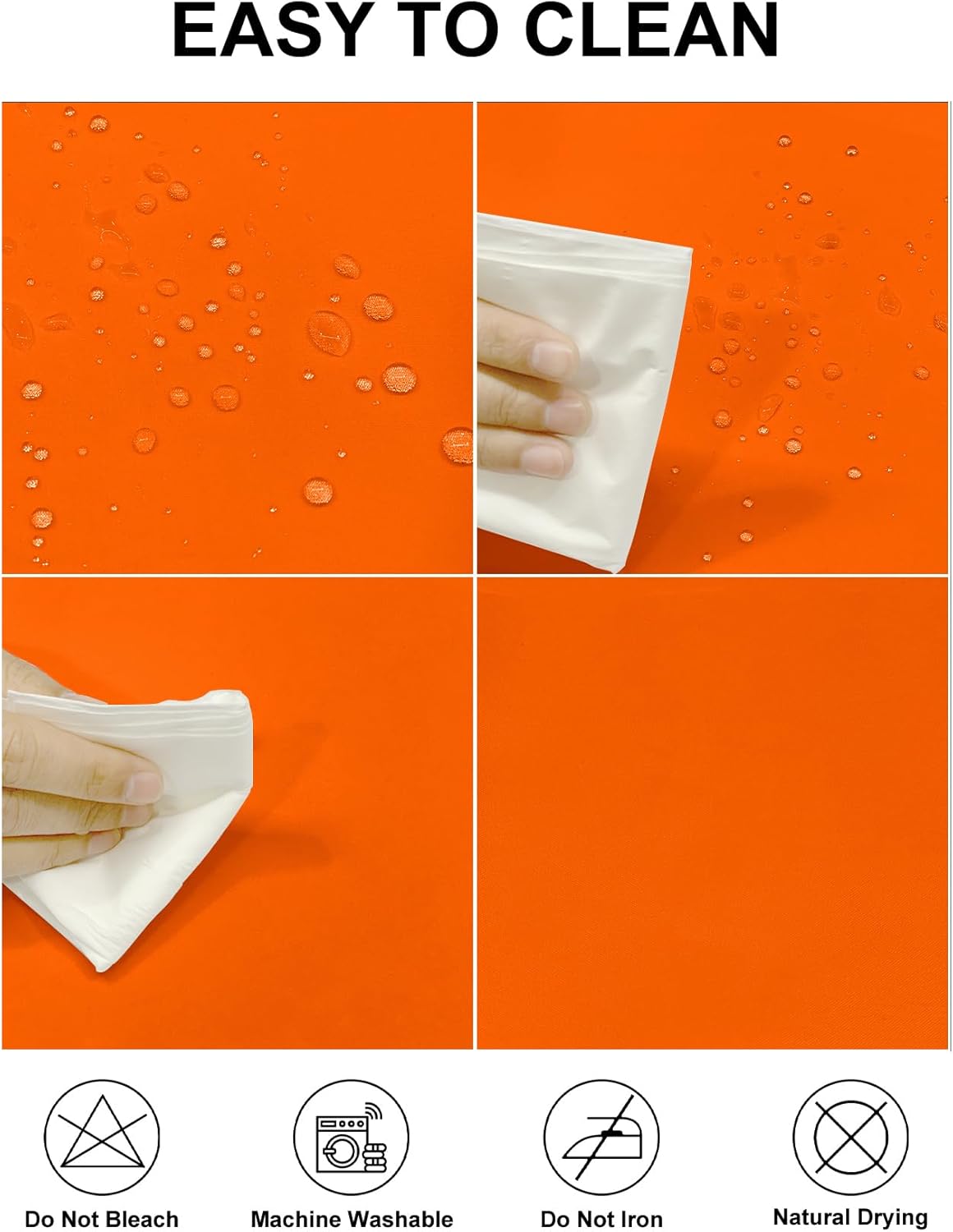 Fokitut 2 Pack Waterproof Square Tablecloth, 90x90 Inch, Stain Resistant and Wrinkle Polyester Table Cloth, Fabric Table Cover for Kitchen Dining, Wedding, Party, Holiday Dinner-Orange