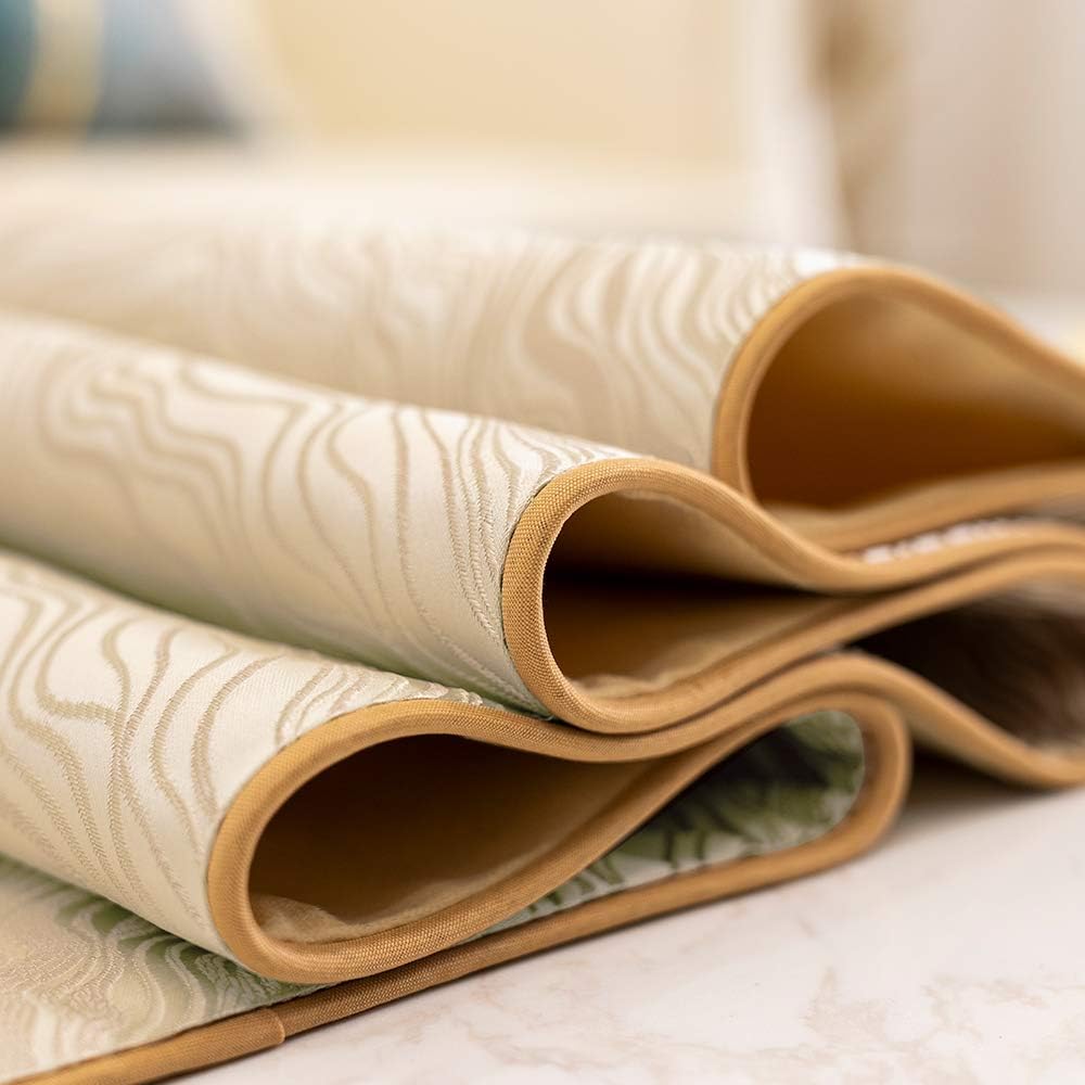 Avigers 12 x 90 Inch Decorative Luxury Abstract Striped Beige Table Runners with Tassels for Home Living Room Bedroom Art Decor Wedding