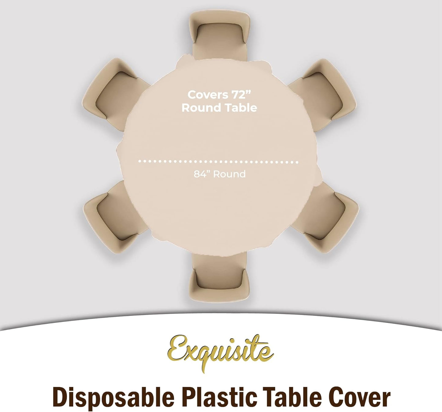 Party Solids 12-Pack Premium Plastic 84-Inch Round Tablecloth, Ivory
