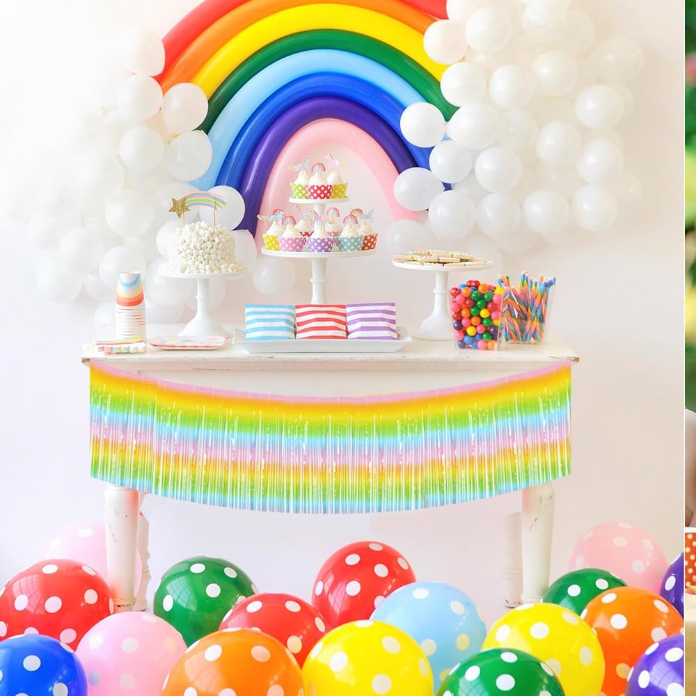 BEISHIDA 3 Packs Metallic Foil Fringe Garland Light Rainbow Wall Hanging Tinsel Fringe Banners for Car Floats Bridal Shower Wedding Birthday Easter Graduation Holiday Party Decoration(30 Feet)