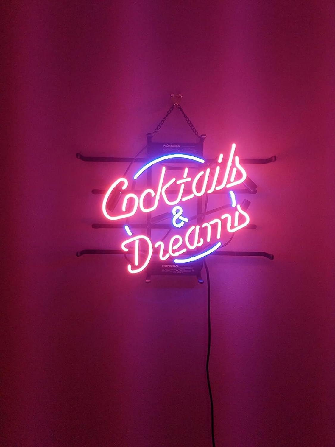 COCKTAILS AND DREAMS Real Glass Neon Light Sign Home Beer Bar Pub Recreation Room Game Room Windows Garage Wall store Sign (17"x14" Large)