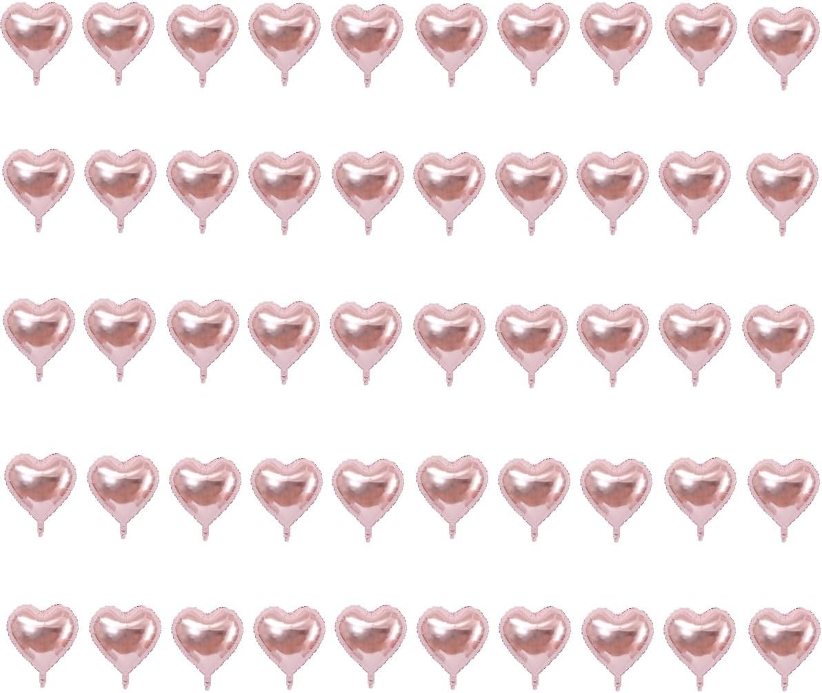 50 Pcs Rosegold Heart Shaped Balloon Foil Balloon 5 inch Heart Balloon for Valentinge's day Wedding Decoration (rosegold)