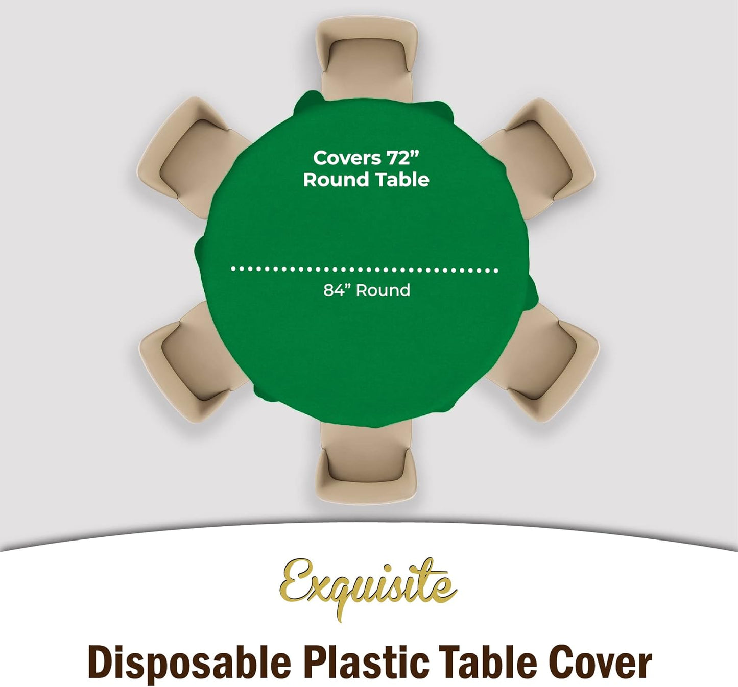Party Solids 12-Pack Premium Plastic Tablecloth 84in. Round Table Cover - Emerald Green
