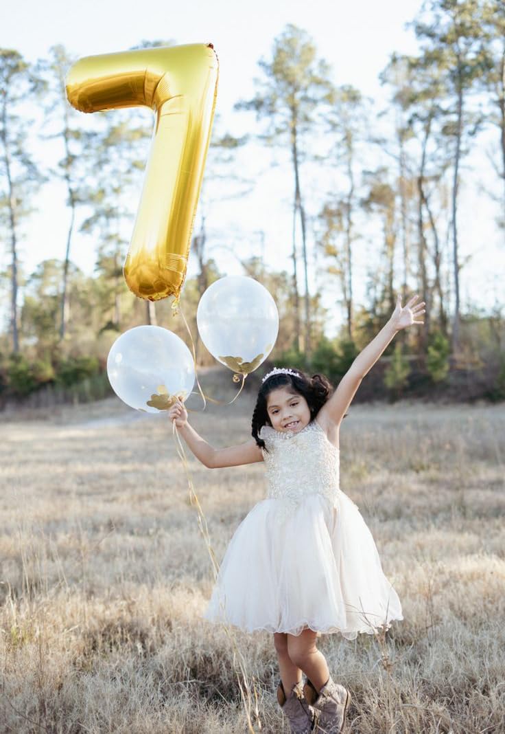 40 Inch Number Balloons Gold 7 Balloons, 7 Birthday Baby Girl Boy 7 17 27 37 Birthday, Birthday Party Supplies Anniversary Event Celebration