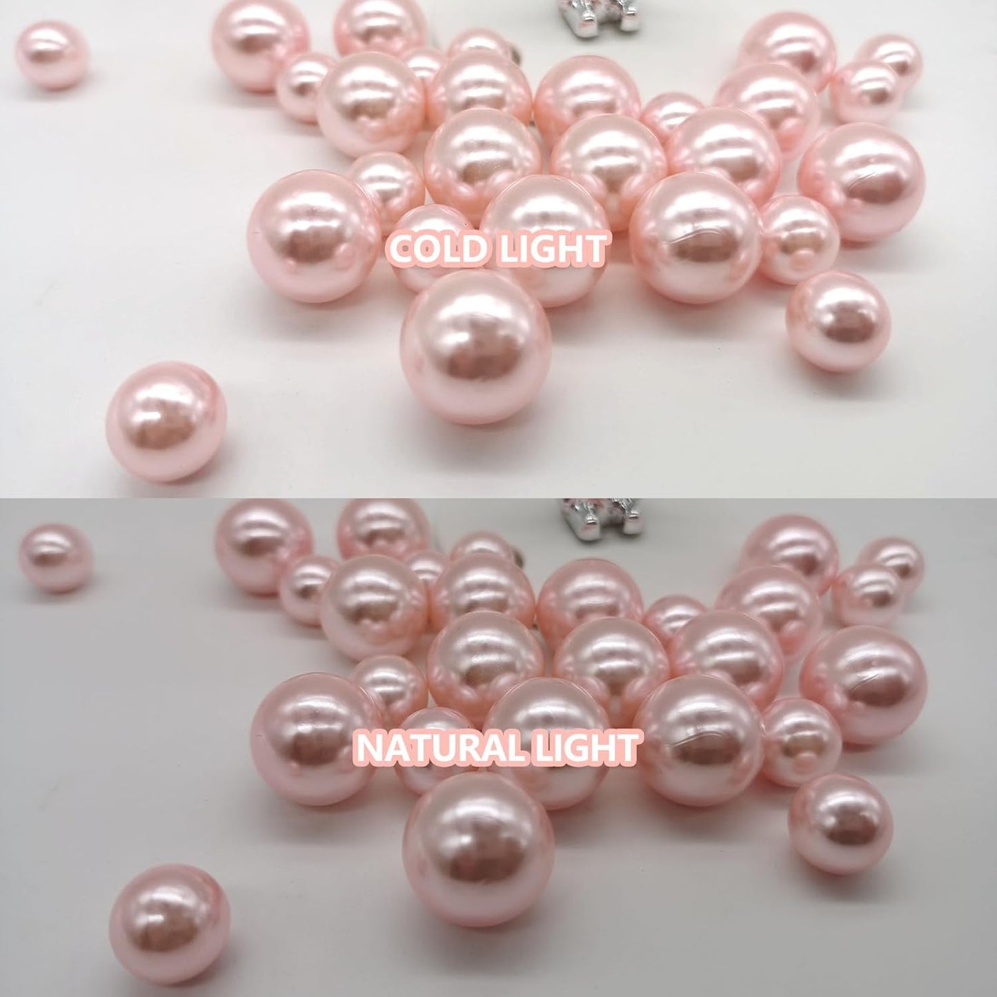 100PCS Light Pink Faux Pearls Beads for Centerpiece Vases, Vase Filler Faux Pearls, No Holes Filler Beads for Easter Party Anniversary Birthday Wedding Table Decor, 14/20/30mm