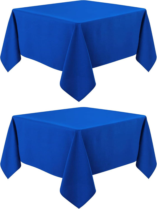 2 Pack Square Table Cloth 60X60 Inch Royal Blue Tablecloth Washable Polyester Solid Dining Table Cover for Birthday Party Dinner Holiday Outdoor Indoor