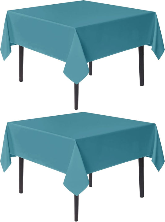sancua Square Tablecloths 70x70 Inch, 2 Pack - Teal Fabric Table Cloth for Square or Round Tables, Washable Polyester Table Cover for Outdoor Party, Birthday, Decorative Display Tables