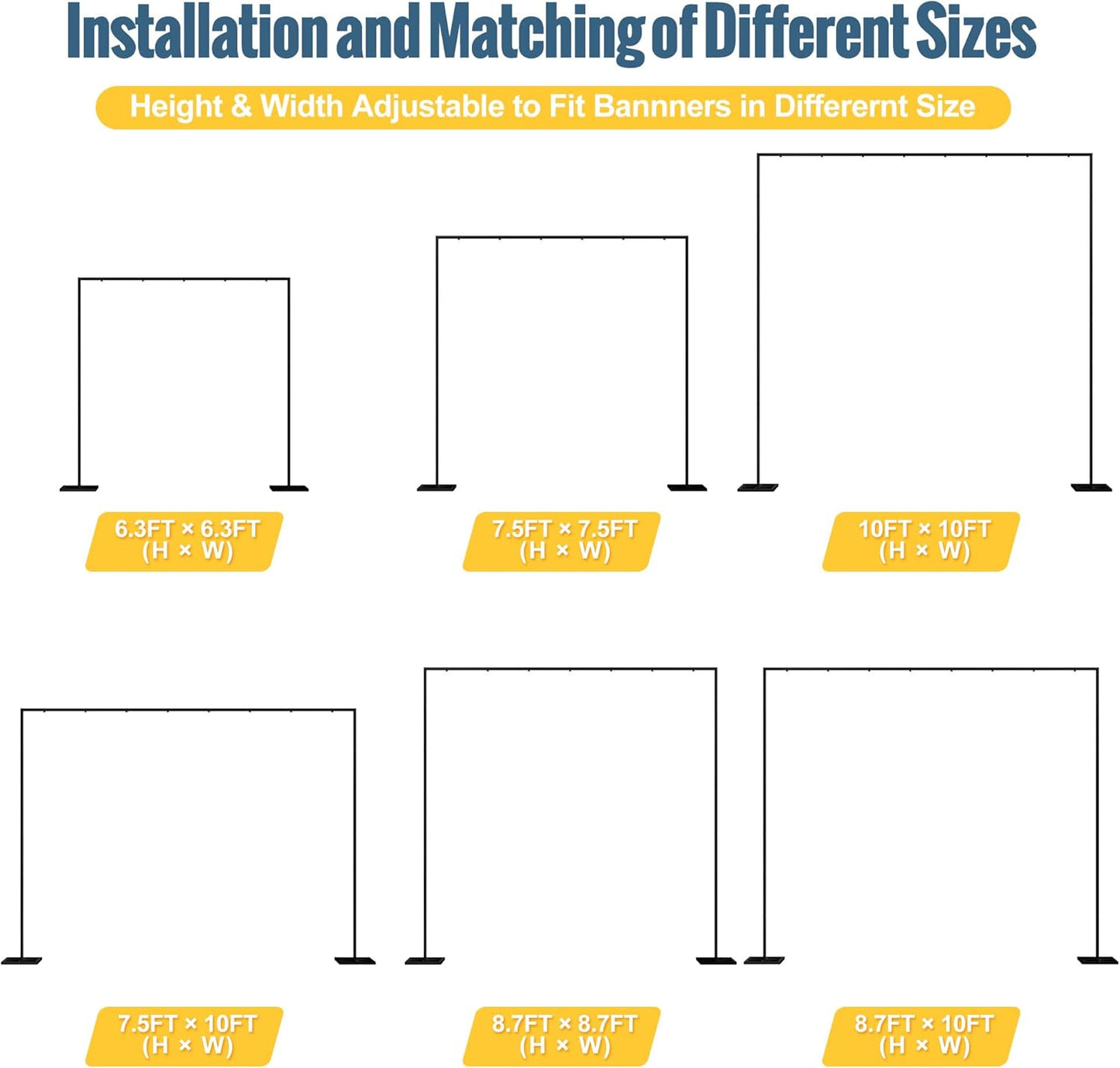 Wokceer 10 FT Backdrop Stand Heavy Duty Pipe and Drape Kit, Adjustable Black Backdrop Stands for Wedding Photo Booth Background Birthday Party Photography Exhibition Decoration