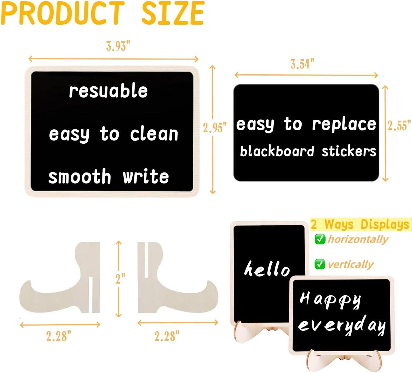 20 Pack Mini Chalkboard Signs with Easel Stand, Reusable Wooden Food Labels for Party Buffet, Blackboard Labels for Wedding, Table Numbers, Name Tags Place Cards (5 Markers and 20 Stickers Included)