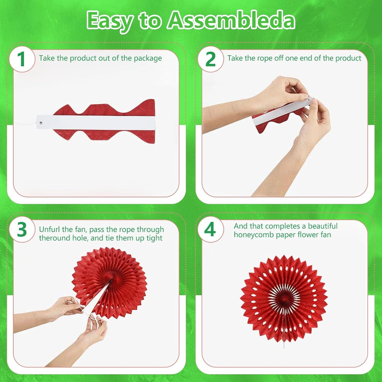 20 Pcs Grass Green Hanging Paper Fan, Hanging Honeycomb Round Paper Fans for Weddings, Birthdays, Christmas, Baby Showers, Classroom, Events Ceiling Party Supplies Decorations