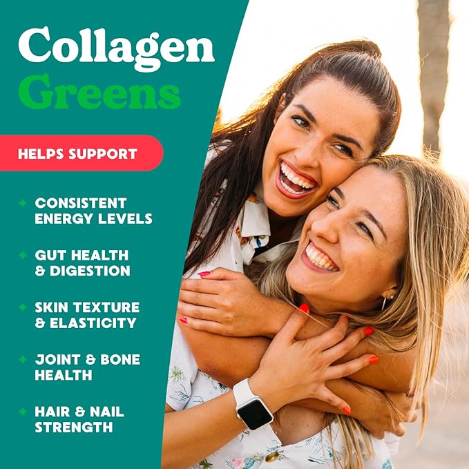 Simply Blossom Nutrition Daily Greens & Superfood Powder + Collagen + Probiotics for Women's Digestive Health & Bloating Relief. Help Your Health Bloom - 30 Day Supply - Watermelon