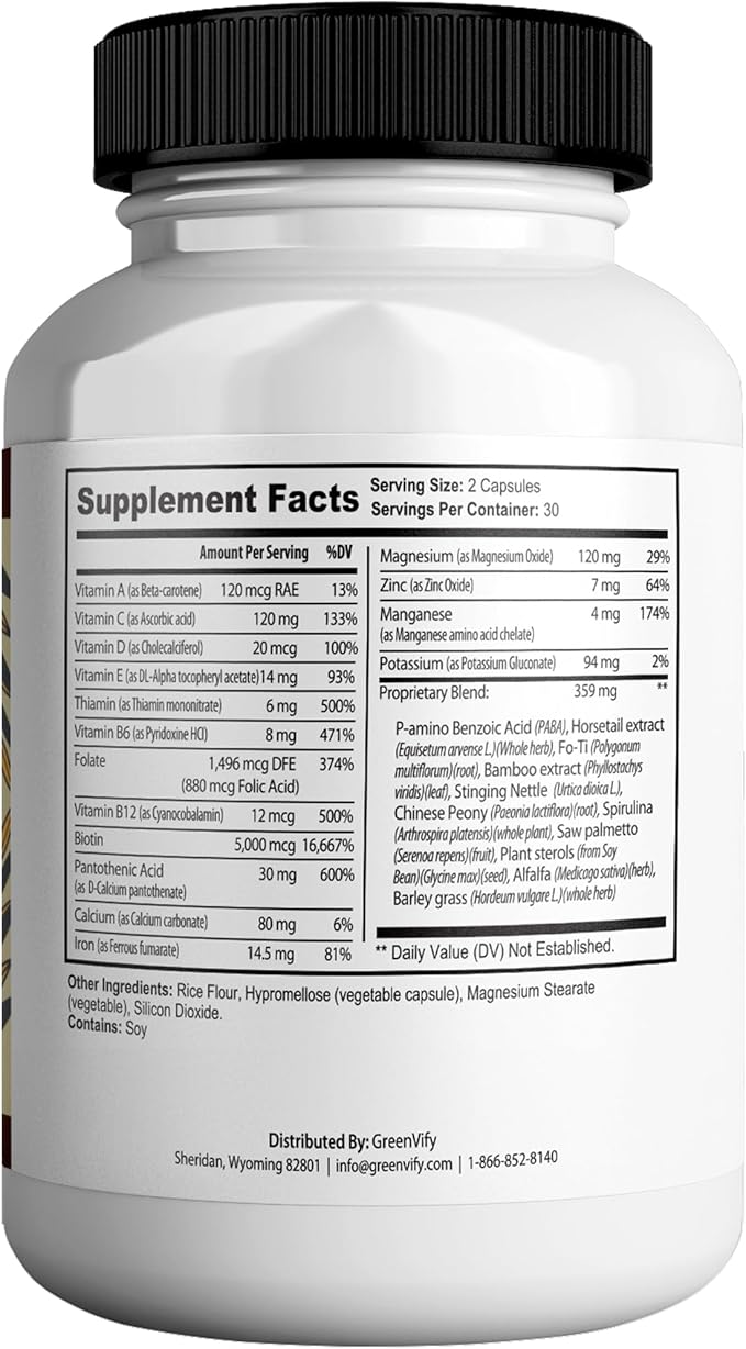 AppaNail MAX Hair Skin & Nail Supplement, 60 Capsules, with Biotin 5000mcg, Vitamins, Minerals & Herbal Complex (1)